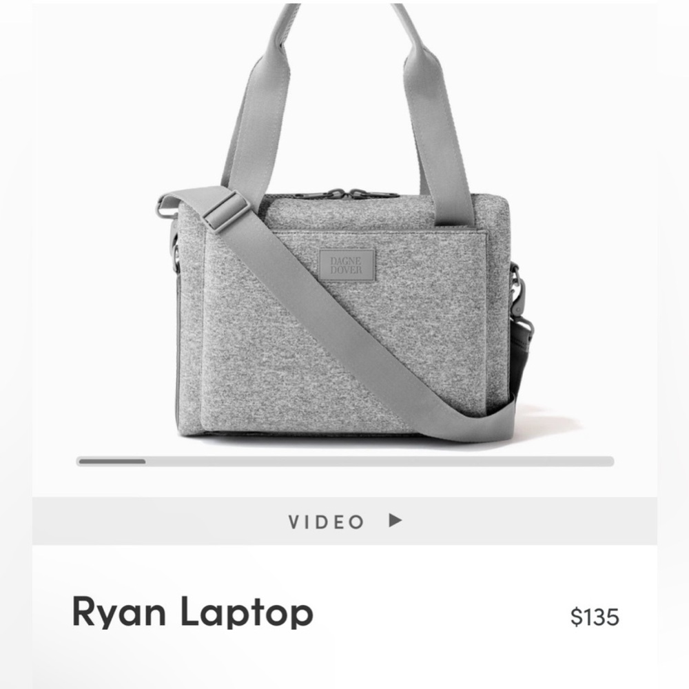 Discontinued Dagne Dover Ryan Laptop Bag Heather Grey w Crossbody Strap